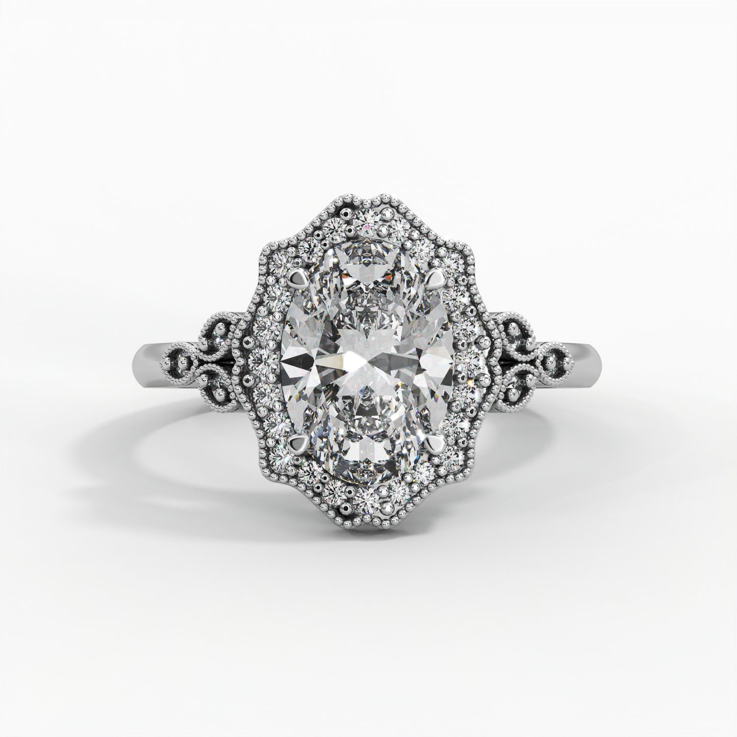 Milgrain patterns, Halo setting