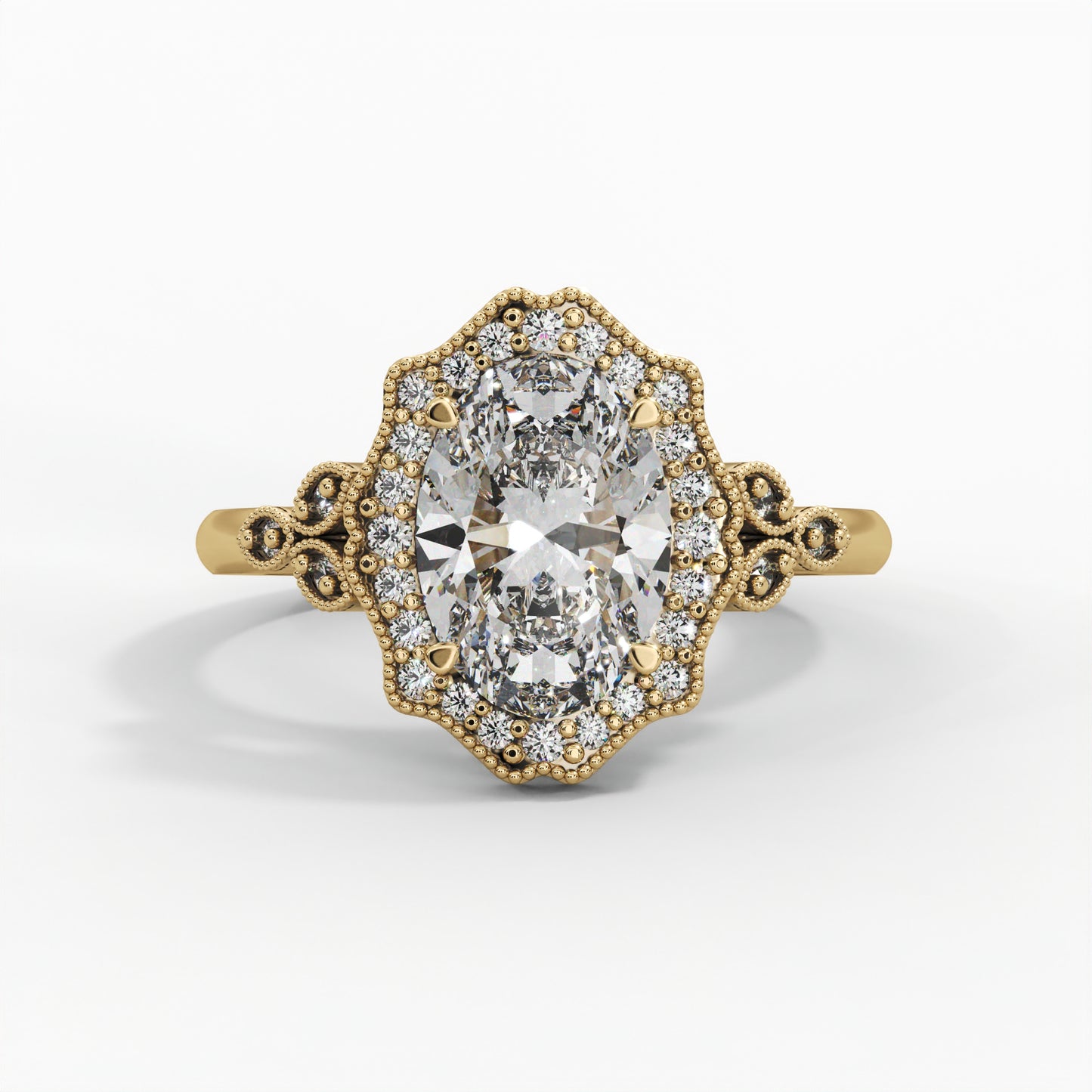 Milgrain patterns, Halo setting