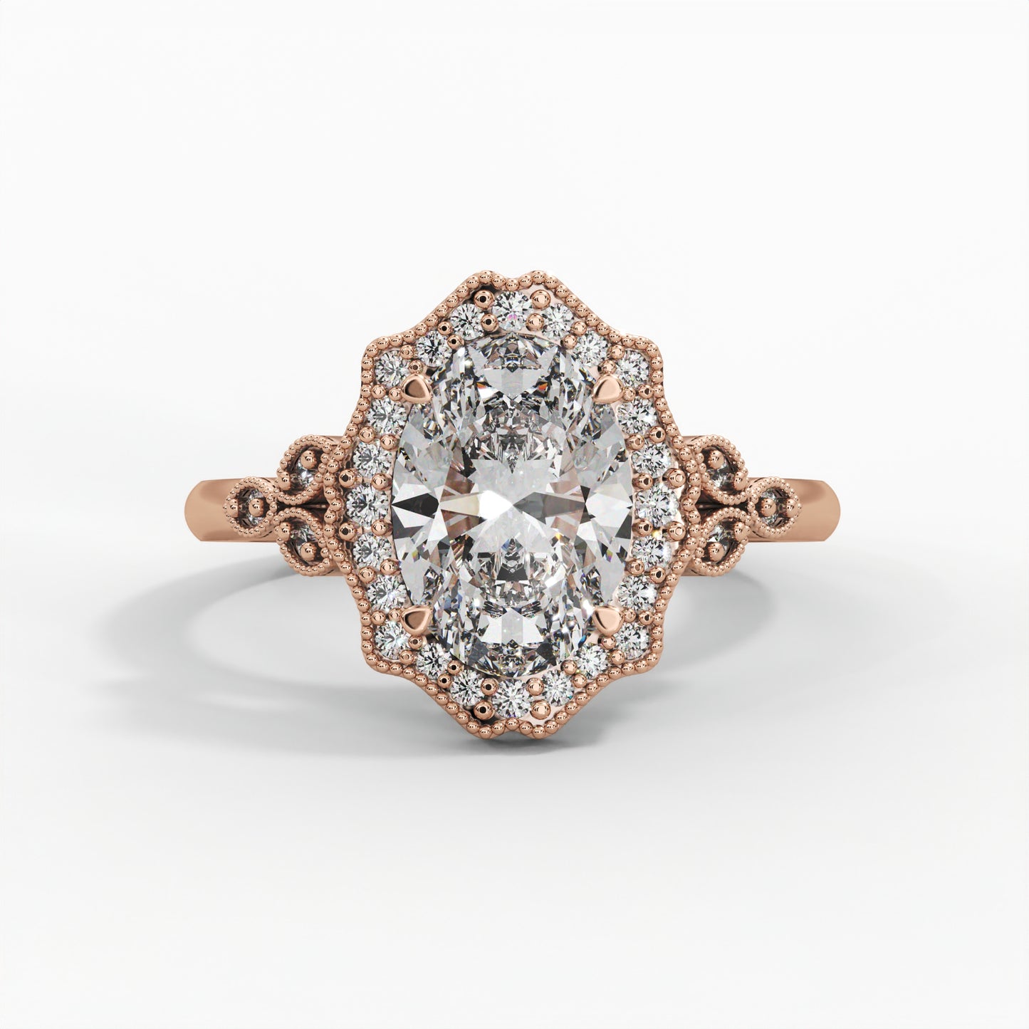 Milgrain patterns, Halo setting