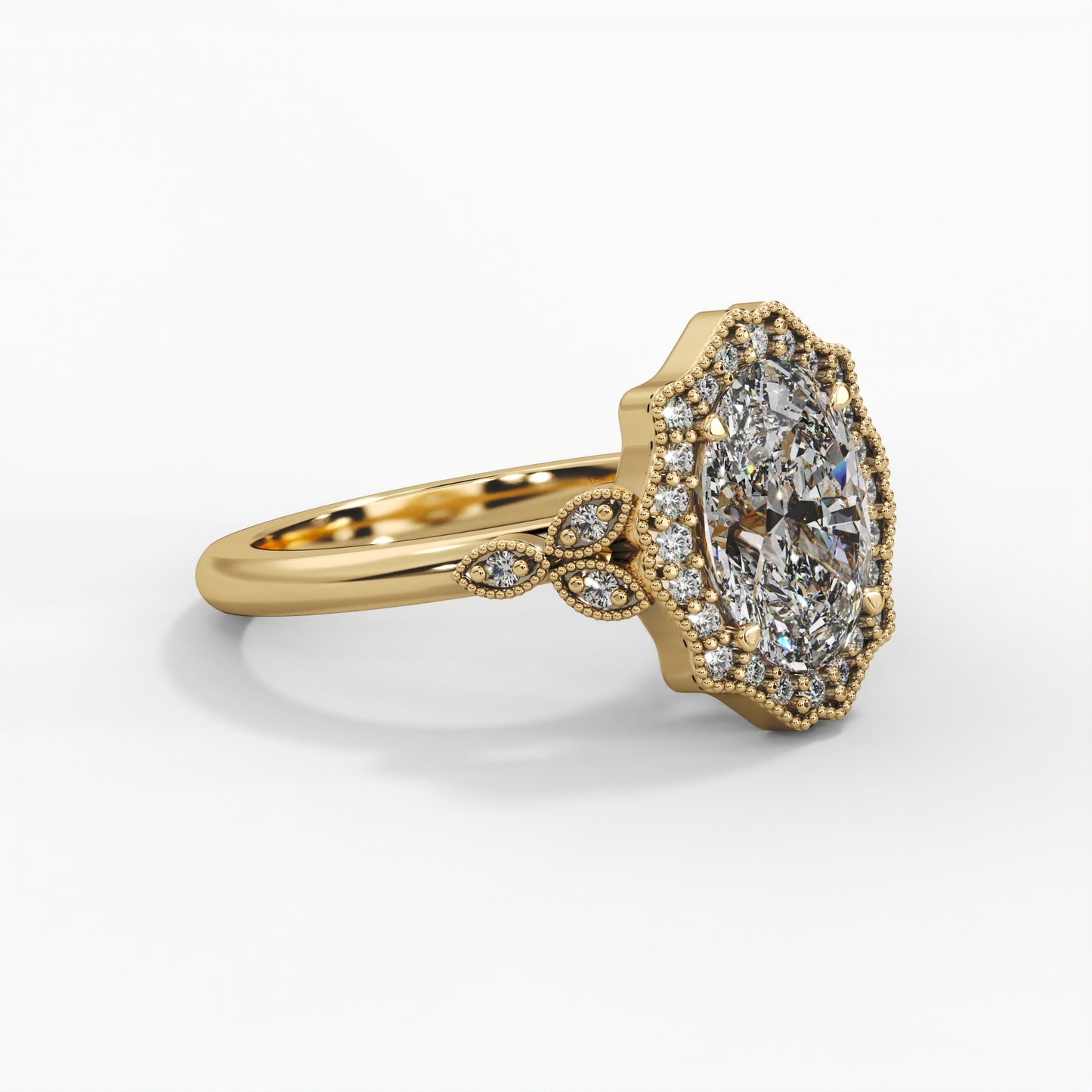 Milgrain patterns, Halo setting