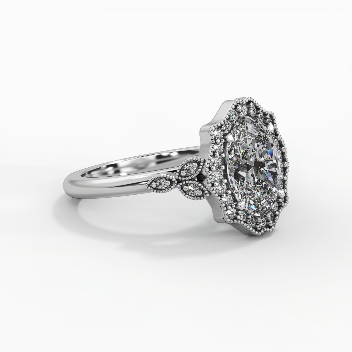 Milgrain patterns, Halo setting